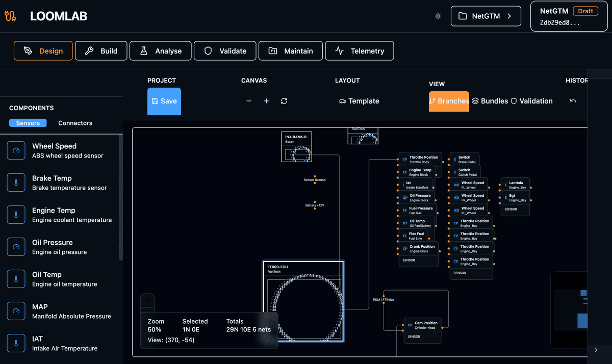 LoomLab Alpha Preview — Component selection on canvas
