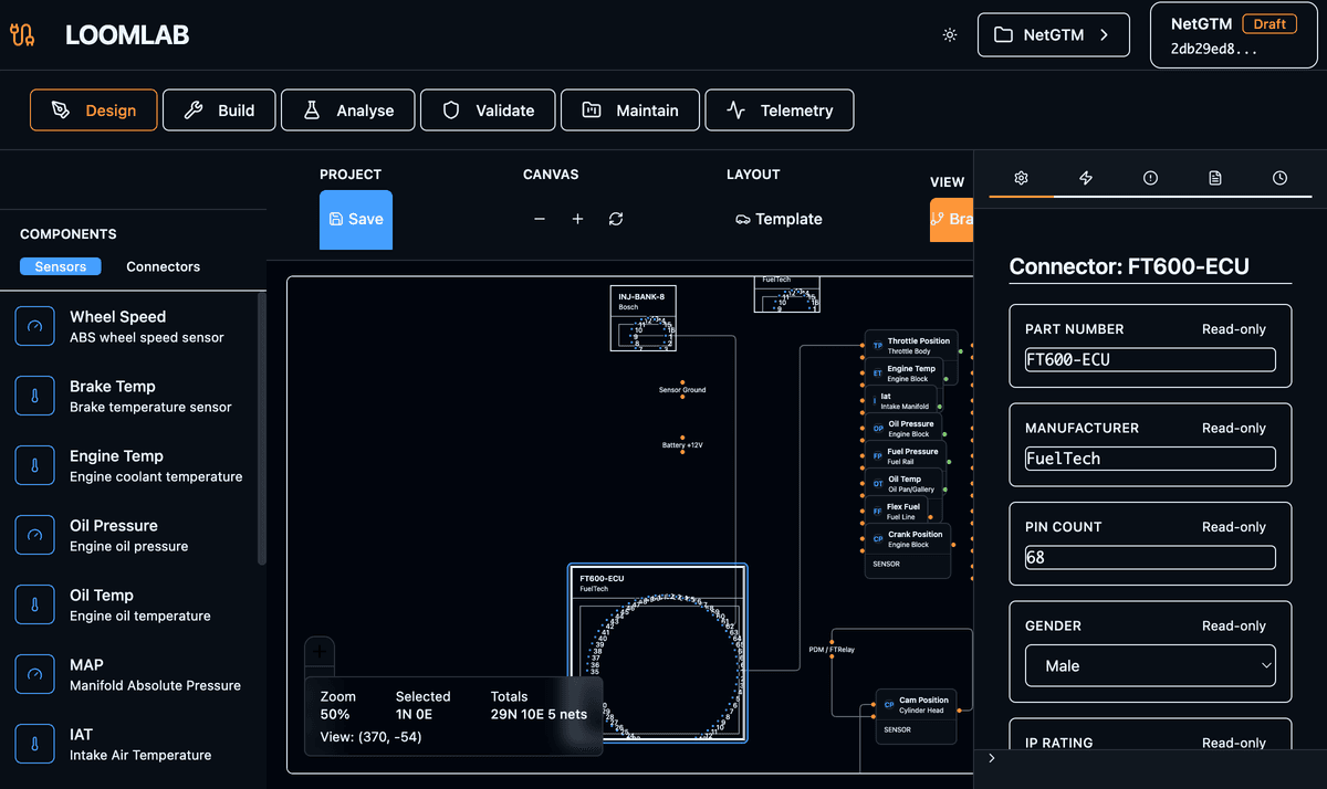 LoomLab Alpha Preview — Canvas debug metrics panel